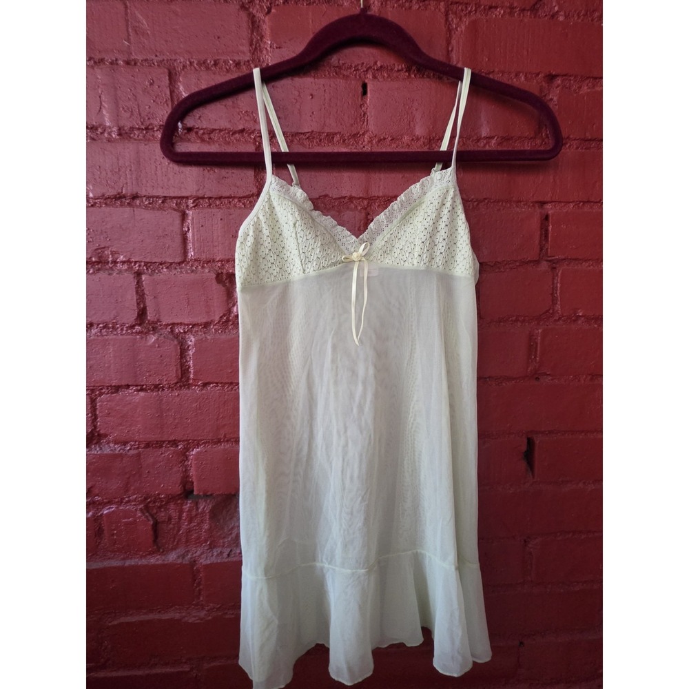 Vintage Y2K Victoria Secret Mesh Chemise Boidoir Coquette Slip Dress XS Green